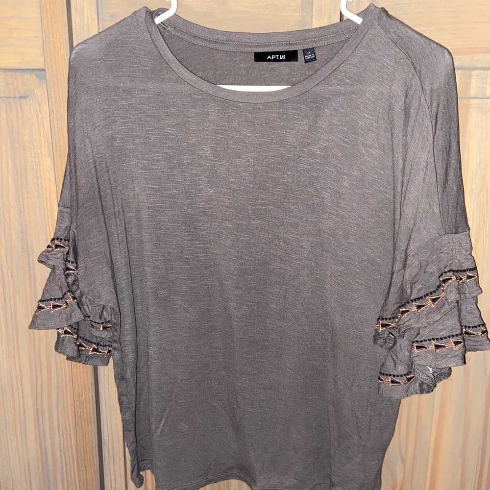 Gray Ruffle Sleeve Shirt